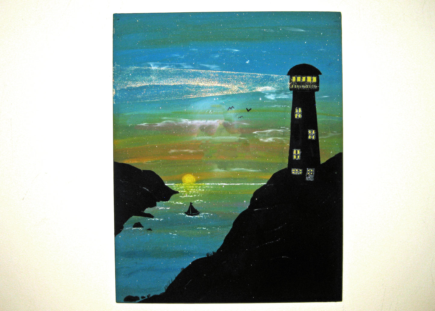 Silhouettes - "Lighting the Way Home" - 11" x 14" Acrylic Painting