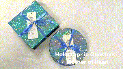 Coasters - Holographic Collection - "Mother of Pearl" -  Round set of 4