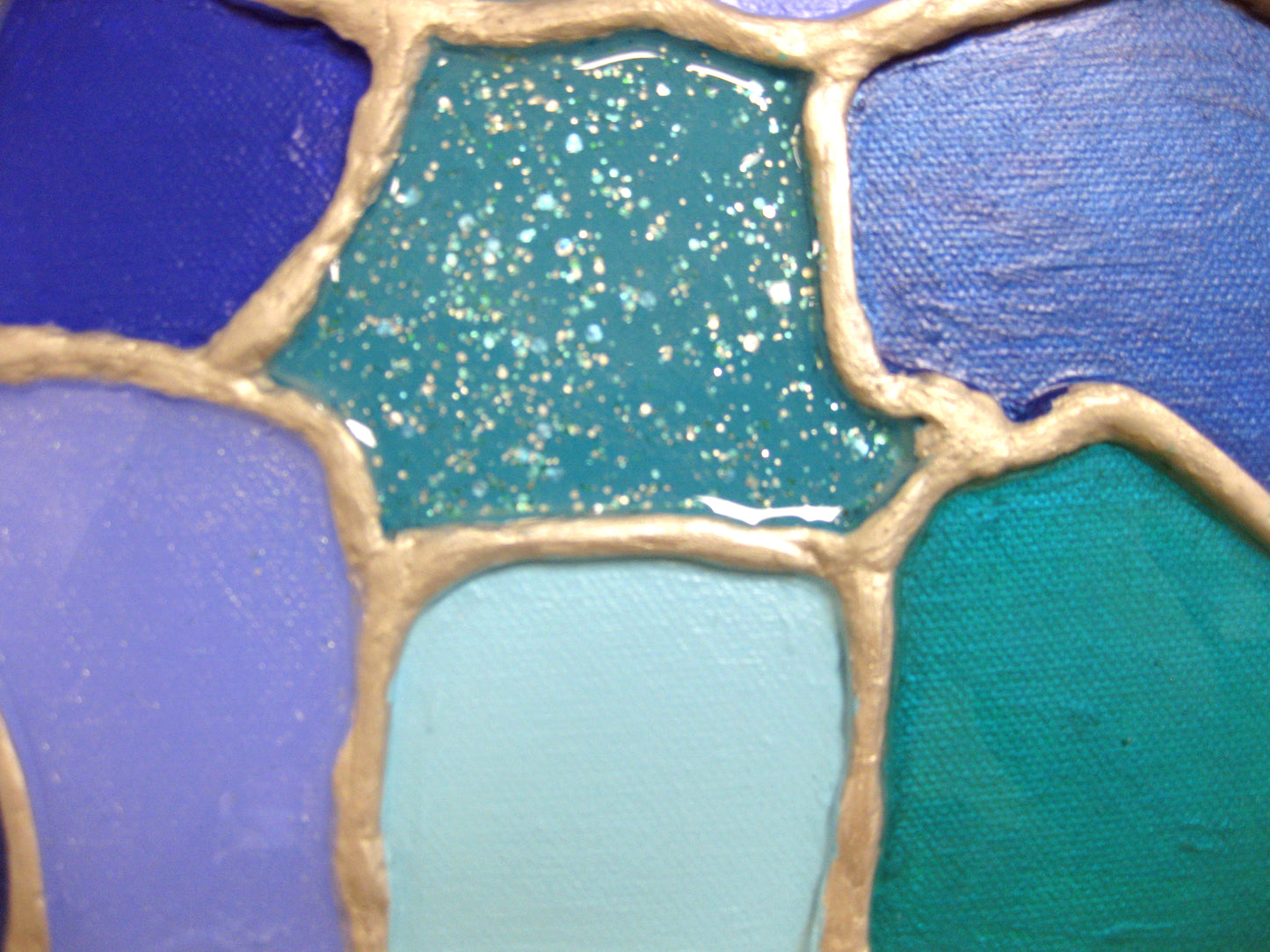"Patchwork in Blues" - 12" by 12" Acrylic Painting