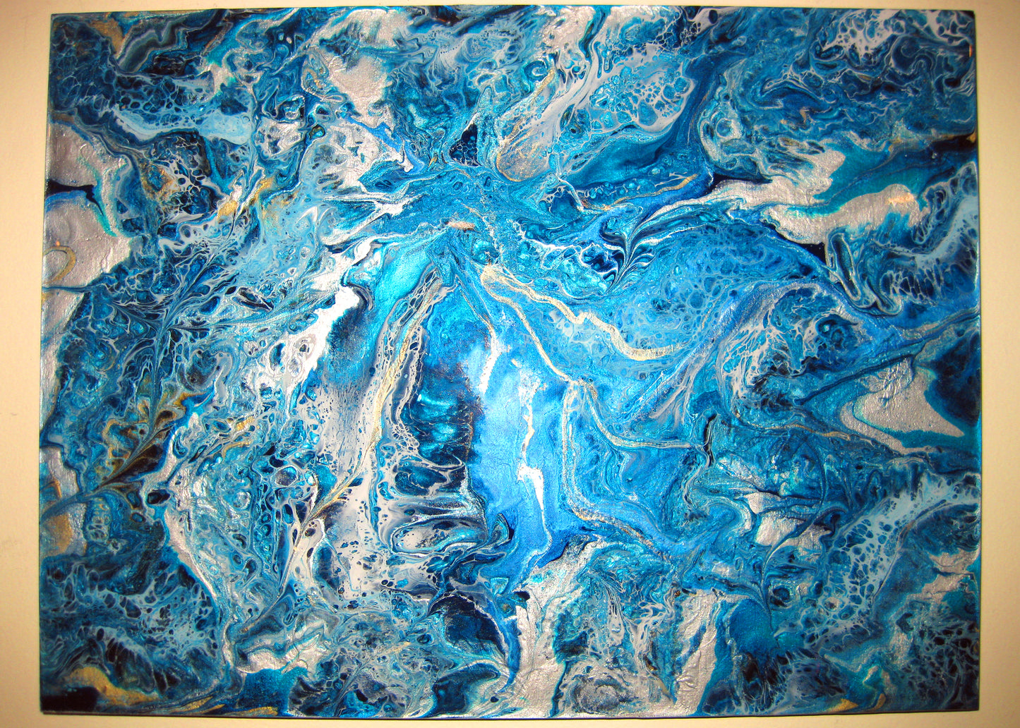 "Silver and Blue Riot" - 12" x 16" Acrylic Painting