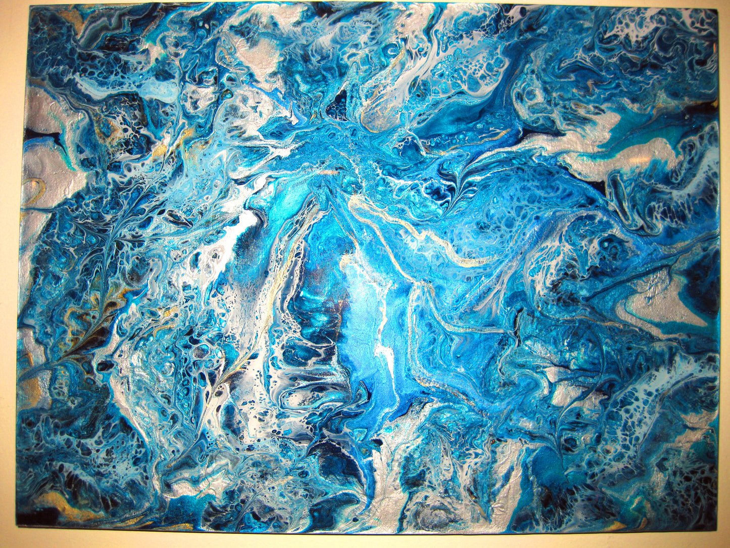 "Silver and Blue Riot" - 12" x 16" Acrylic Painting