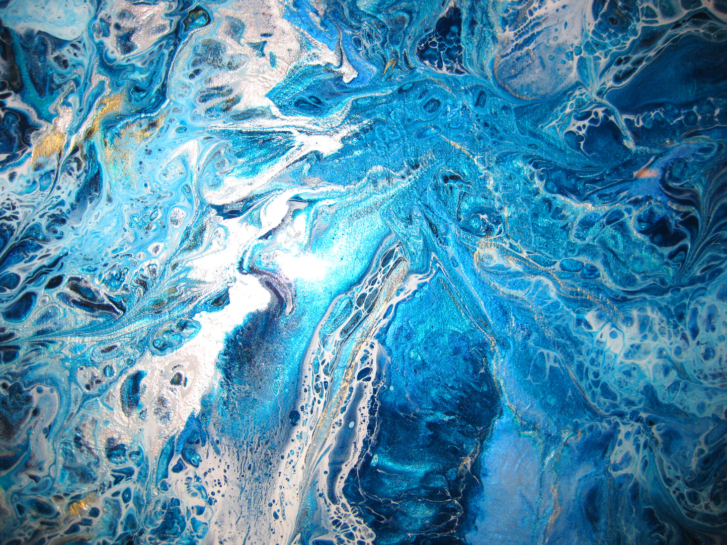 "Silver and Blue Riot" - 12" x 16" Acrylic Painting