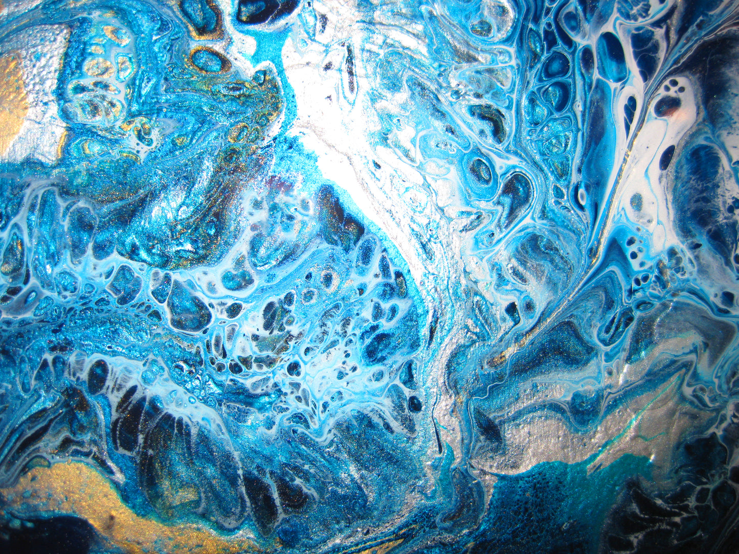 "Silver and Blue Riot" - 12" x 16" Acrylic Painting