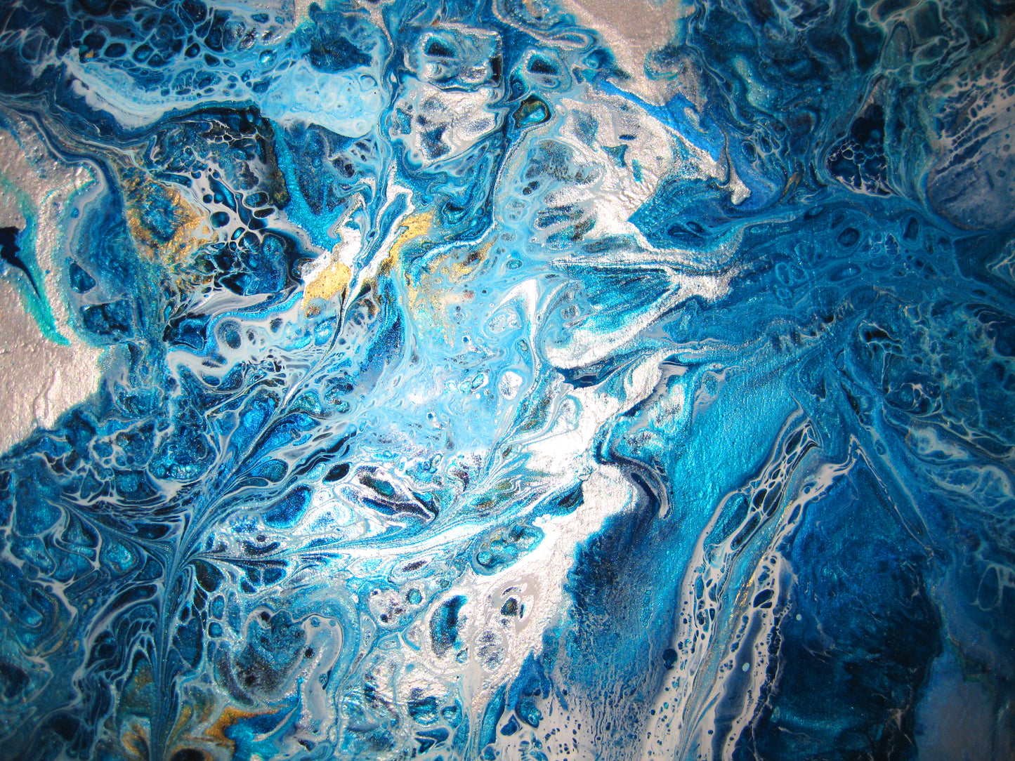 "Silver and Blue Riot" - 12" x 16" Acrylic Painting