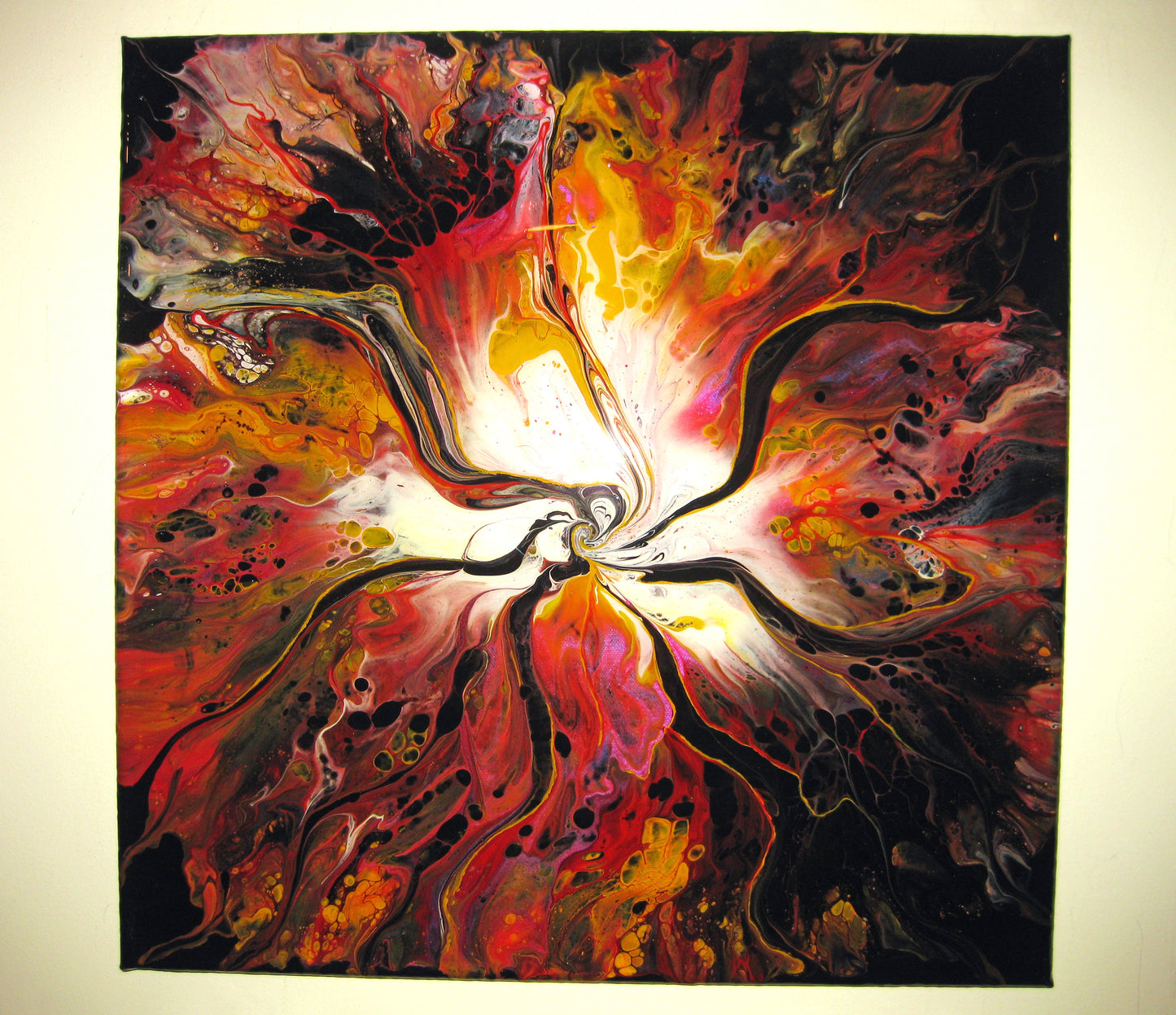 "Spinning Flames" 18" x 18" Acrylic Painting