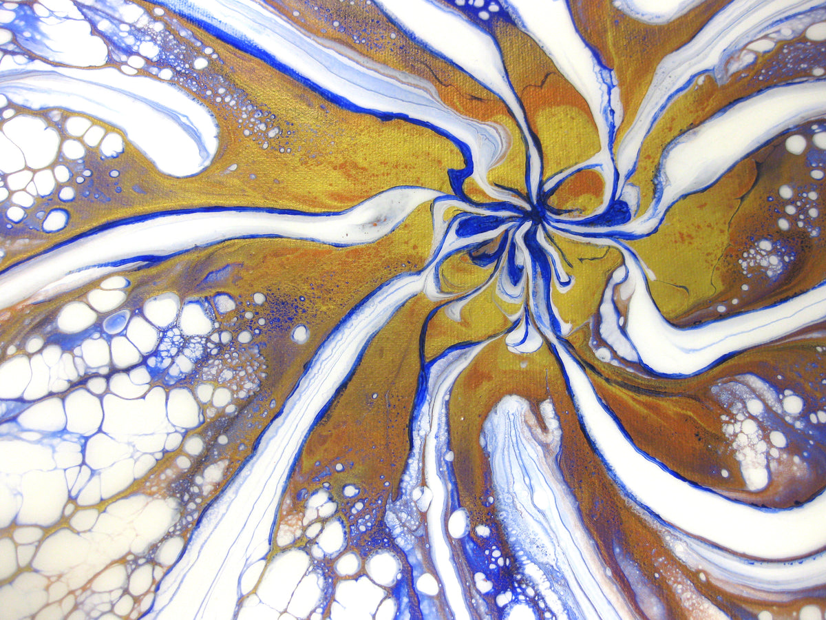 "Spiraling Metallics" - 14" by 18" Acrylic painting