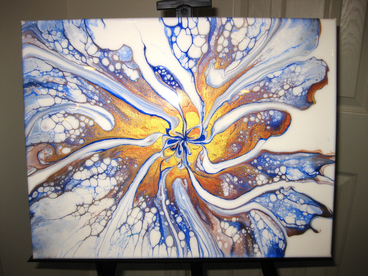 "Spiraling Metallics" - 14" by 18" Acrylic painting