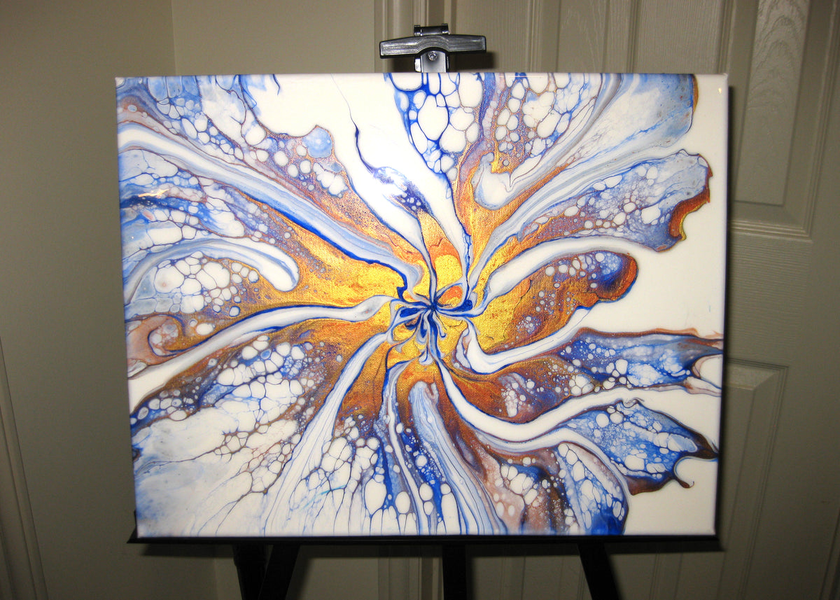 "Spiraling Metallics" - 14" by 18" Acrylic painting