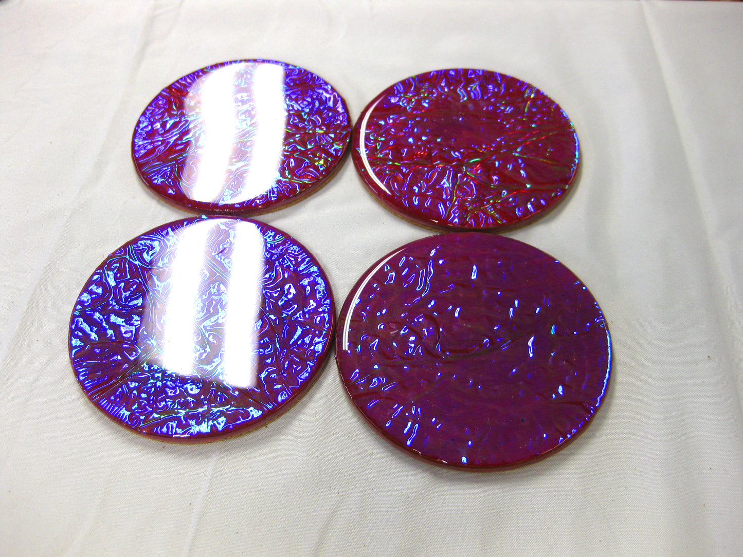 Coasters - Holographic Collection - "Strawberry" - Round set of 4