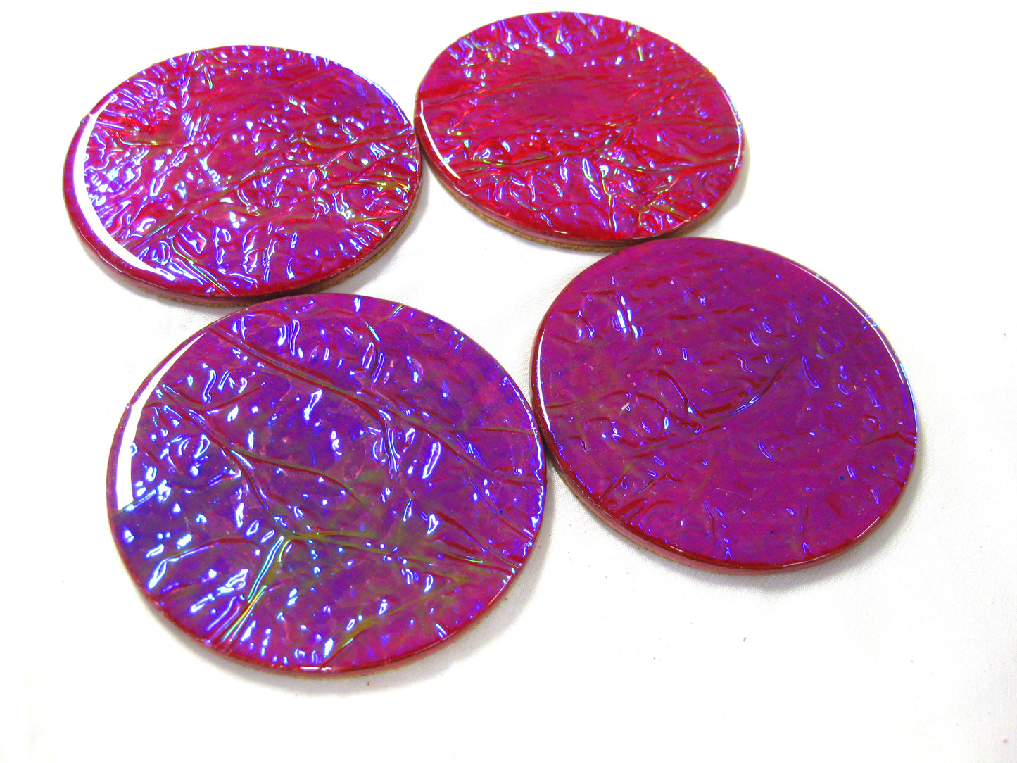 Coasters - Holographic Collection - "Strawberry" - Round set of 4