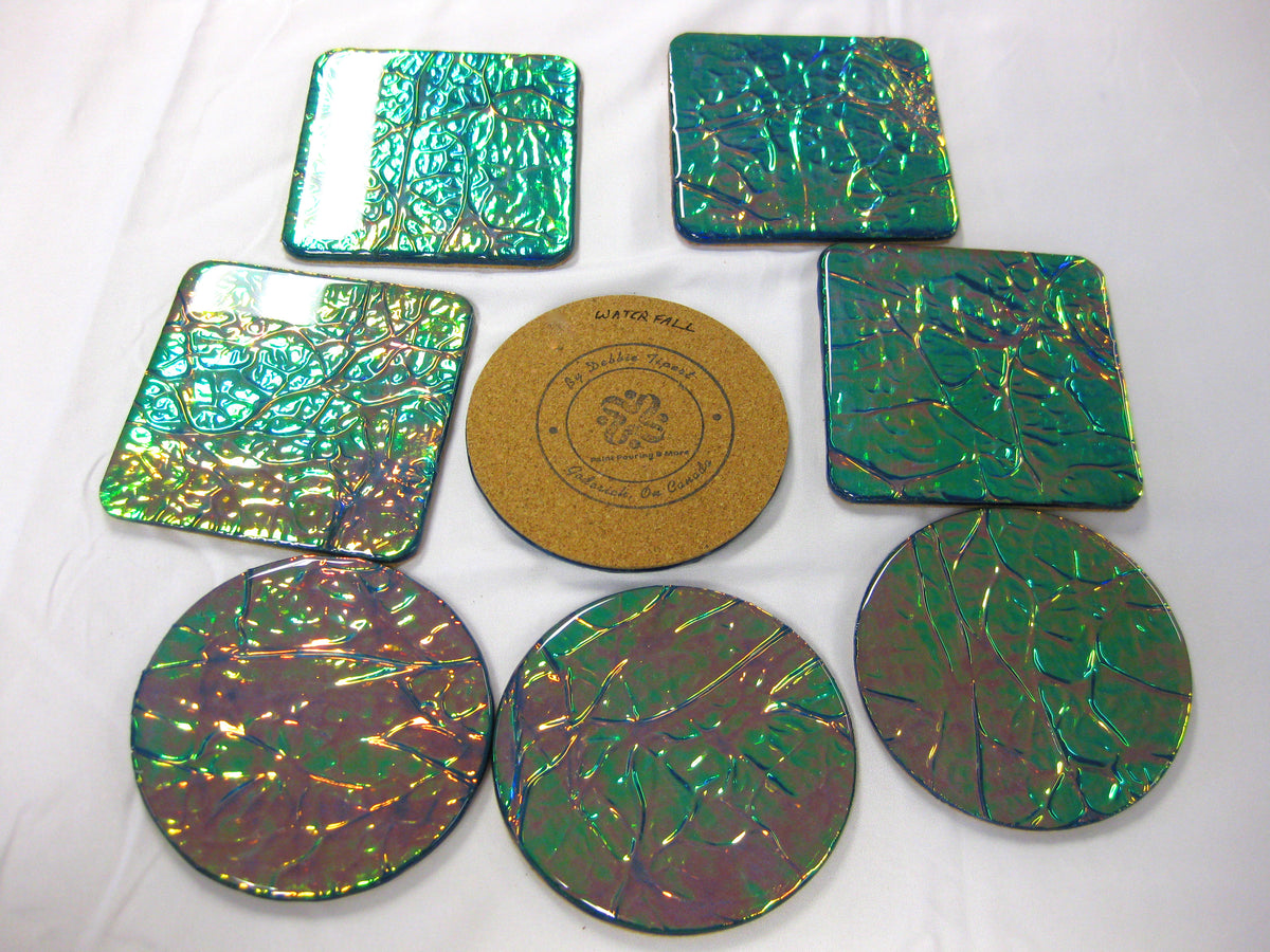 Coasters - Holographic Collection - "Waterfall" - Round set of 4