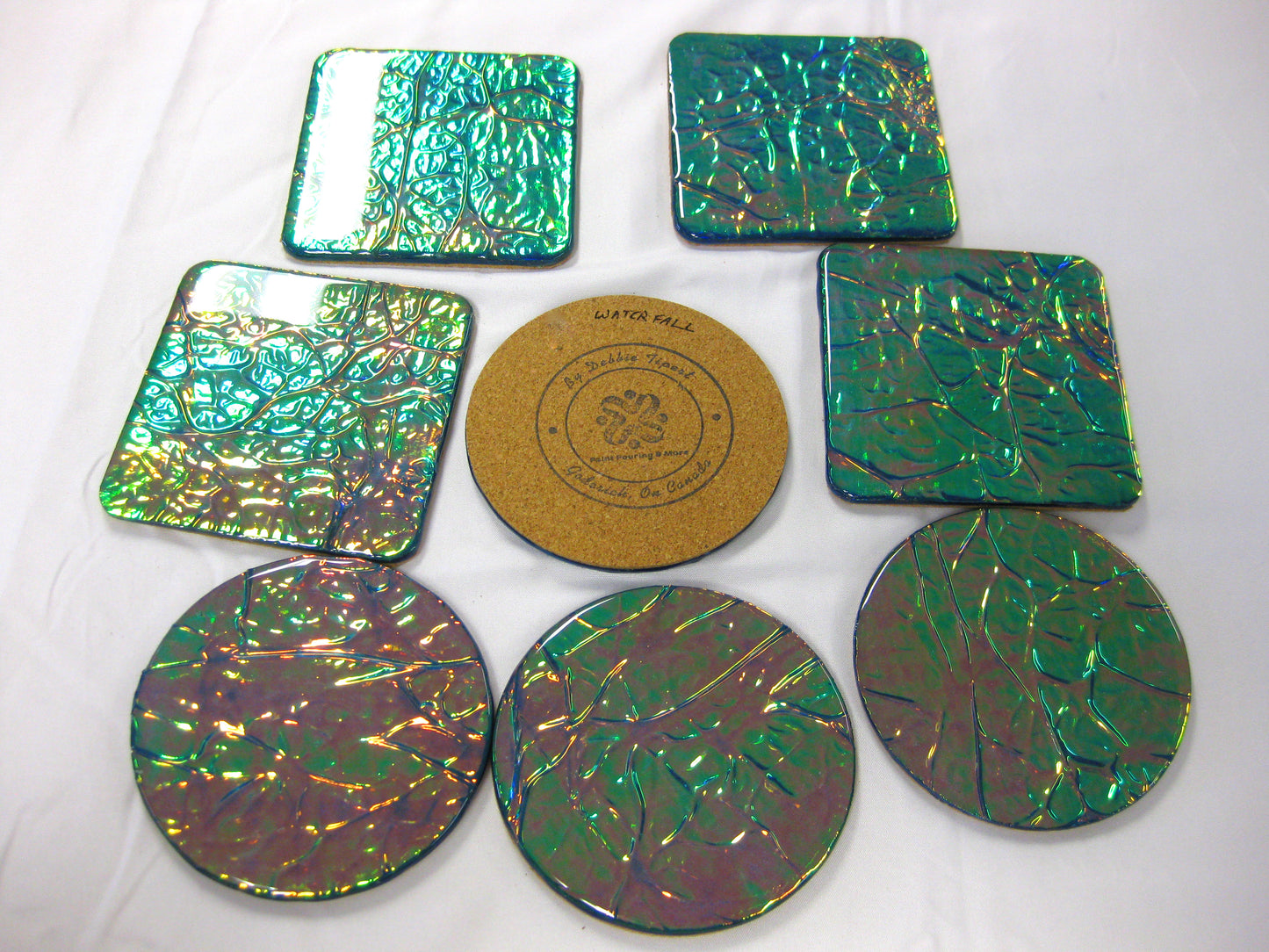 Coasters - Holographic Collection - "Waterfall" - Square set of 4